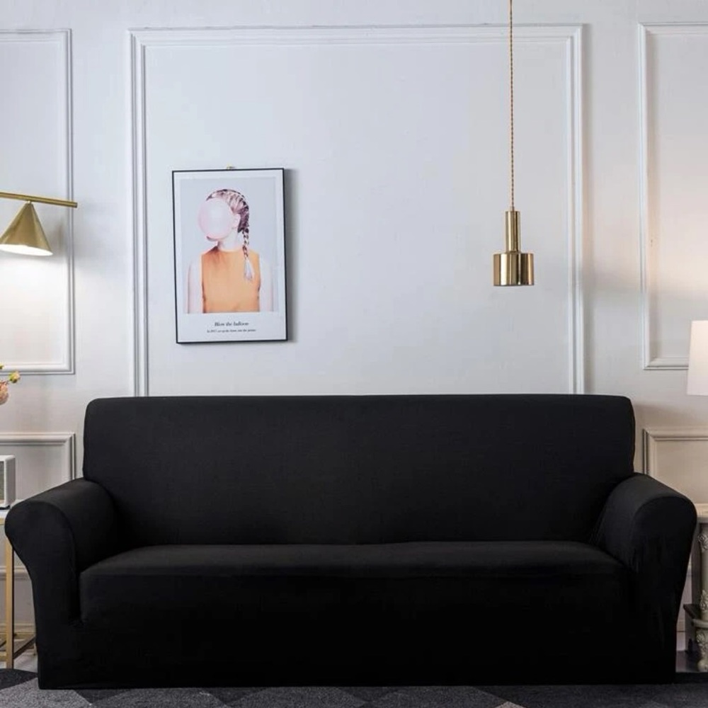 3 Seat black couch cover